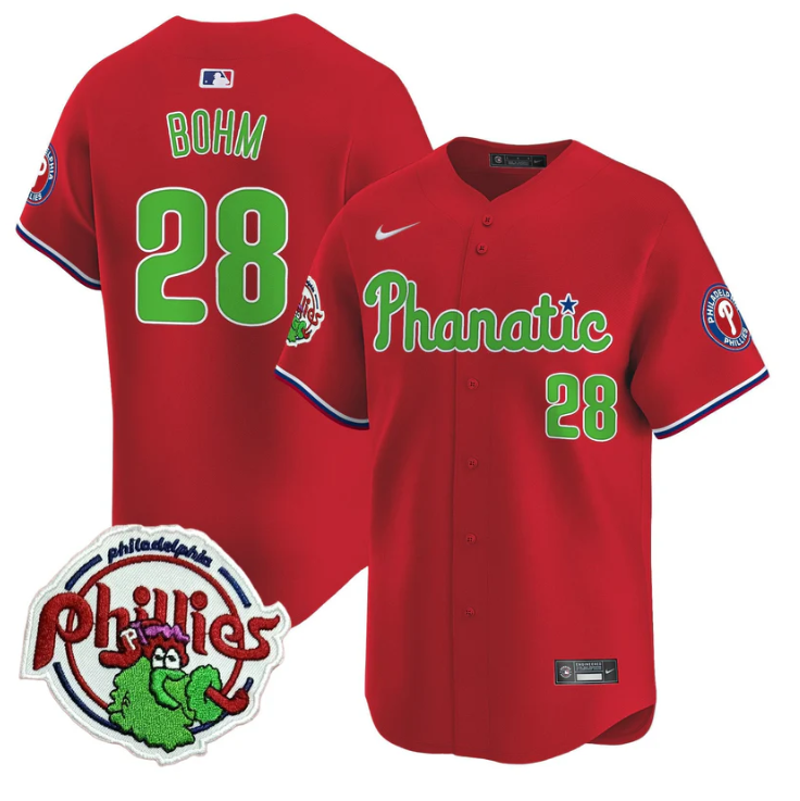 Alec Bohm Jersey #28 Phillies Phanatic Patch Vapor Premier Limited Stitched Red