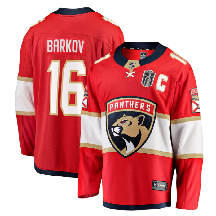 Aleksander Barkov 16 Florida Panthers 2025 Stanley Cup Final Home Breakaway Men Jersey Red