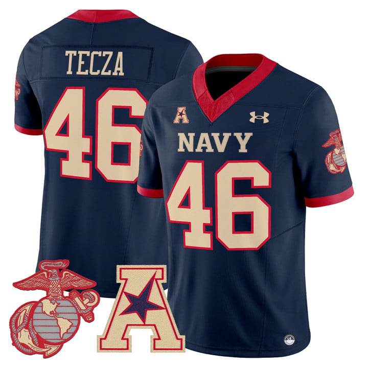 Alex Tecza Jersey #46 Navy Midshipmen Vapor USMC Premier Stitched