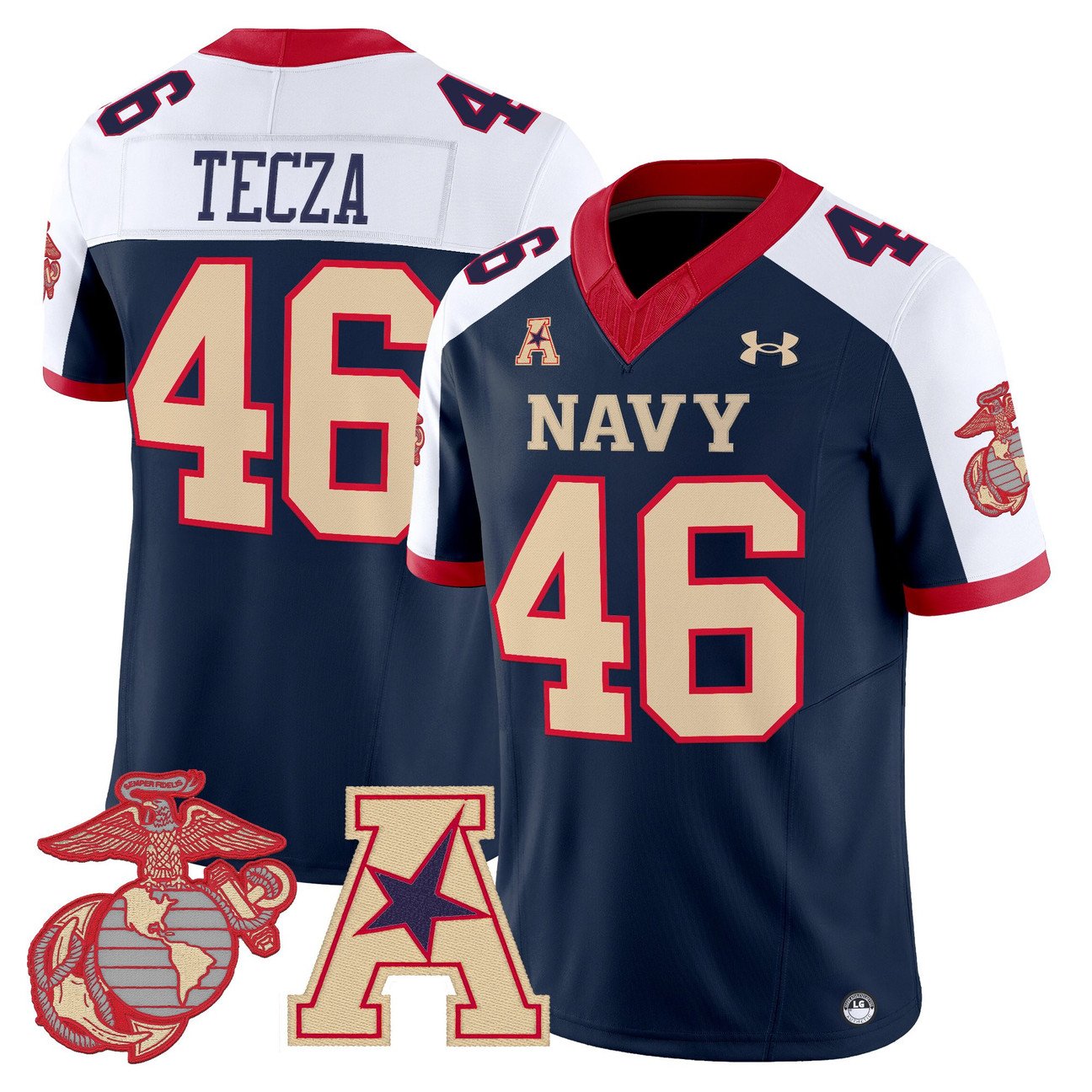 Alex Tecza Jersey #46 Navy Midshipmen Vapor USMC Premier Stitched