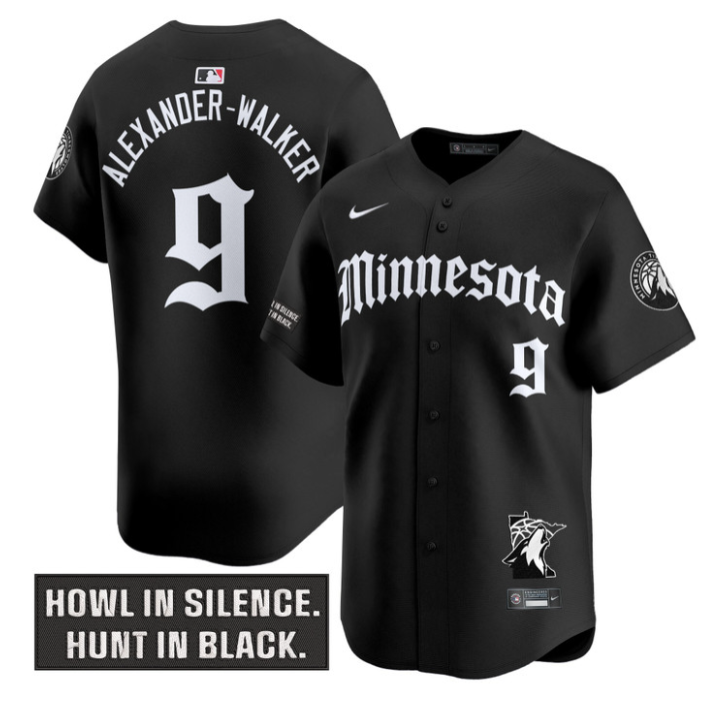 Alexander-Walker Jersey #9 Minnesota Timberwolves Gothic North Howl Black