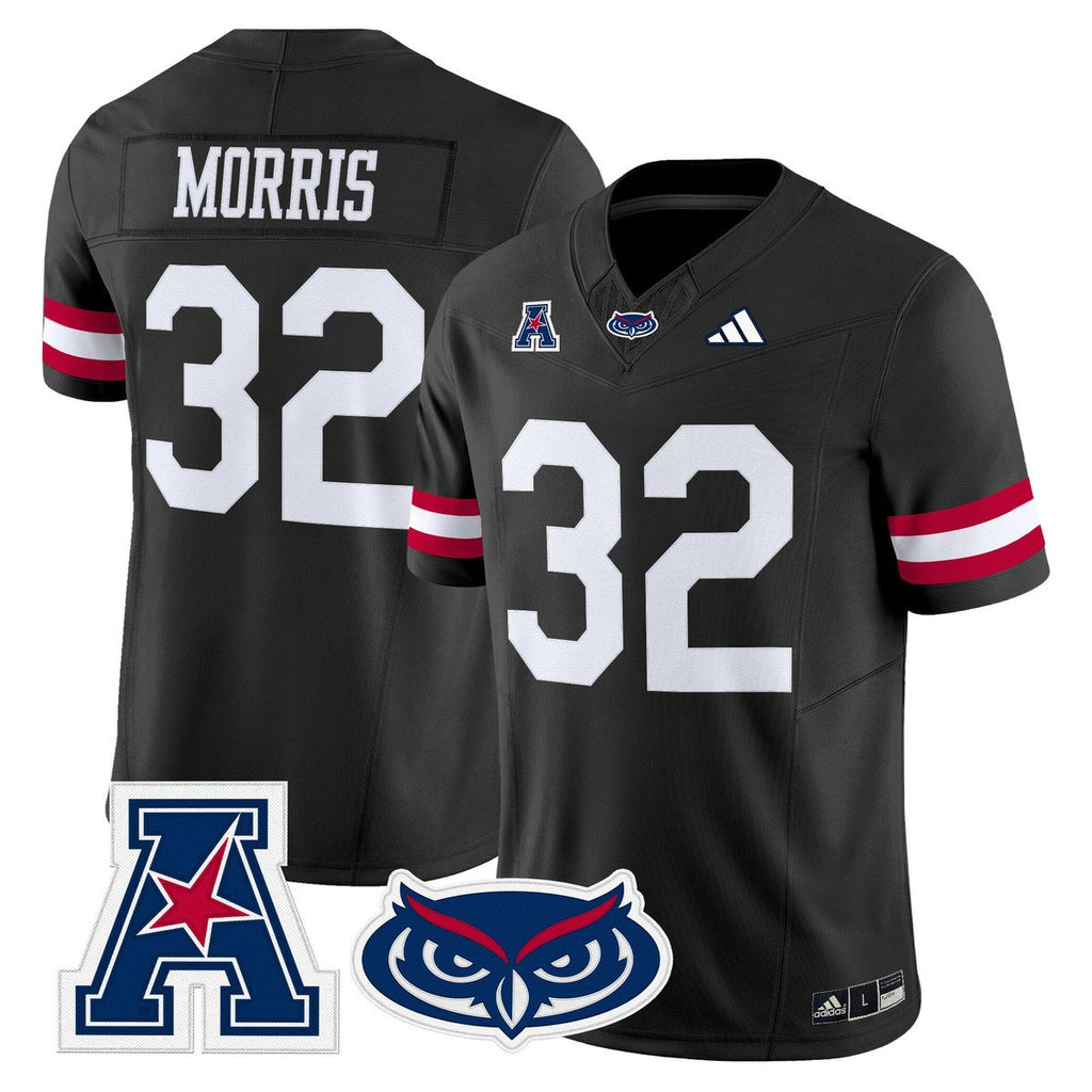 Alfred Morris Jersey #32 Florida Atlantic Owls 2025 All Stitched Black