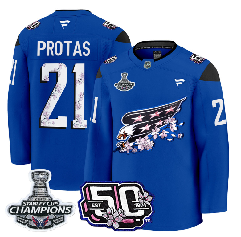 Aliaksei Protas Jersey #21 Washington Capitals 50th 2018 Stanley Cup Champions Patch White
