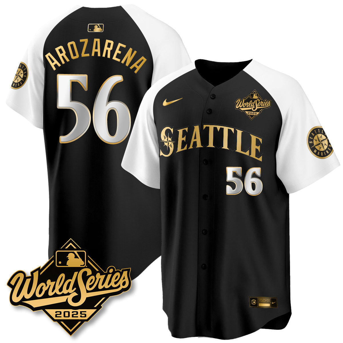 Seattle Mariners 2025 World Series Gold Jersey - All Stitched