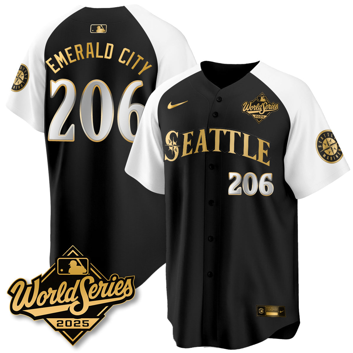 Seattle Mariners 2025 World Series Gold Jersey - All Stitched