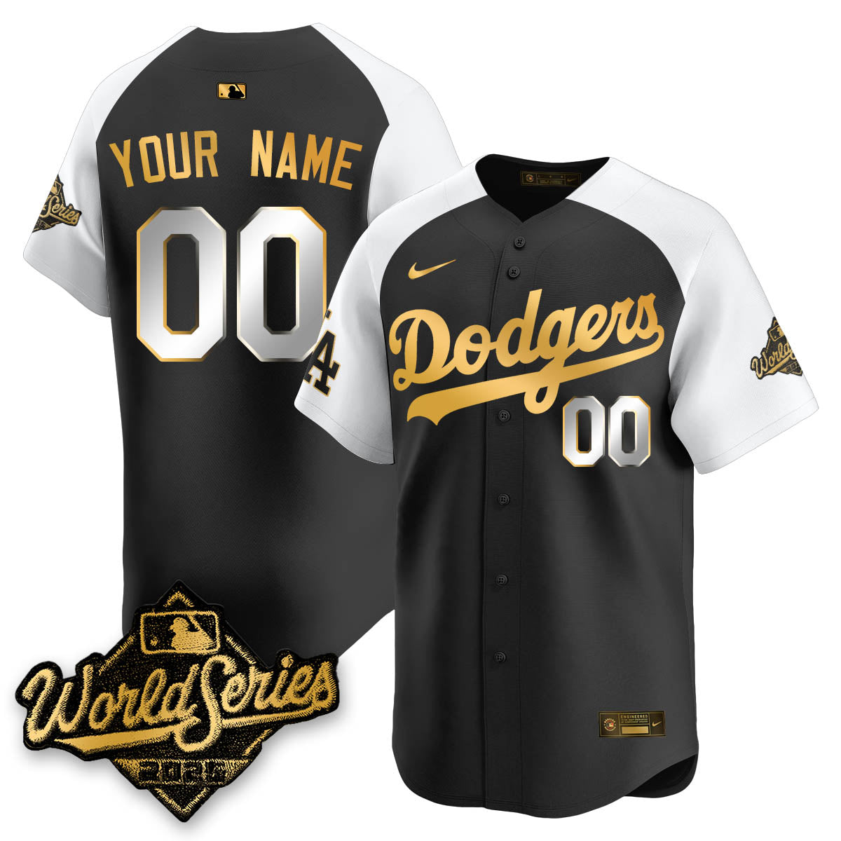 Los Angeles Dodgers 2025 World Series Gold Custom Jersey - All Stitched