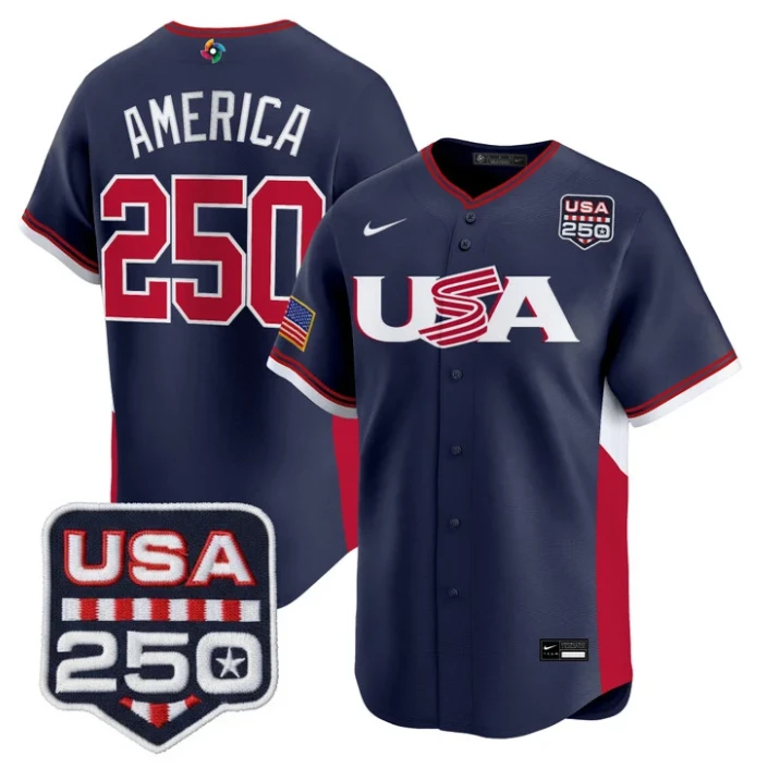 America Jersey #250 Team USA World Baseball Classic 250 USA 2026 Roster Stitched