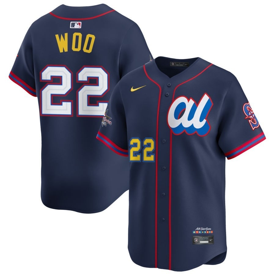 American League Bryan Woo #22 Navy 2025 All-Star Game Limited Jersey Stitched