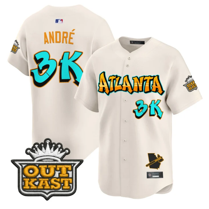 André Jersey #3K Atlanta Braves Graffiti A-Town Edition Stitched Cream