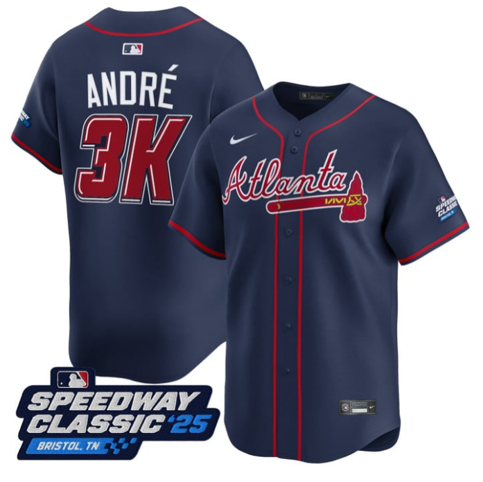 André Jersey #3K Atlanta Braves Speedway Classic Limited Stitched Navy