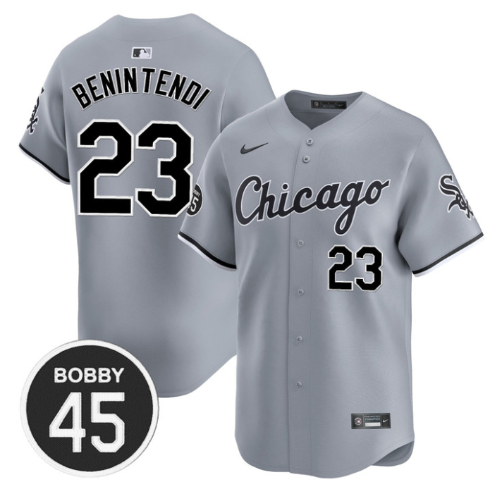 Andrew Benintendi Jersey #23 Chicago White Sox Bobby Jenks Stitched Gray Road