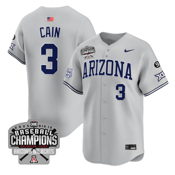 Andrew Cain Jersey #3 Arizona Wildcats 2025 Big 12 Champions Vapor Premier Limited Stitched