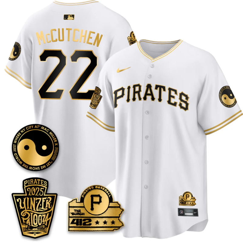 Andrew McCutchen Jersey #22 Pittsburgh Pirates Yinzerpalooza 2025 White Gold