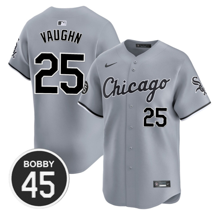 Andrew Vaughn Jersey #25 Chicago White Sox Bobby Jenks Stitched Gray Road