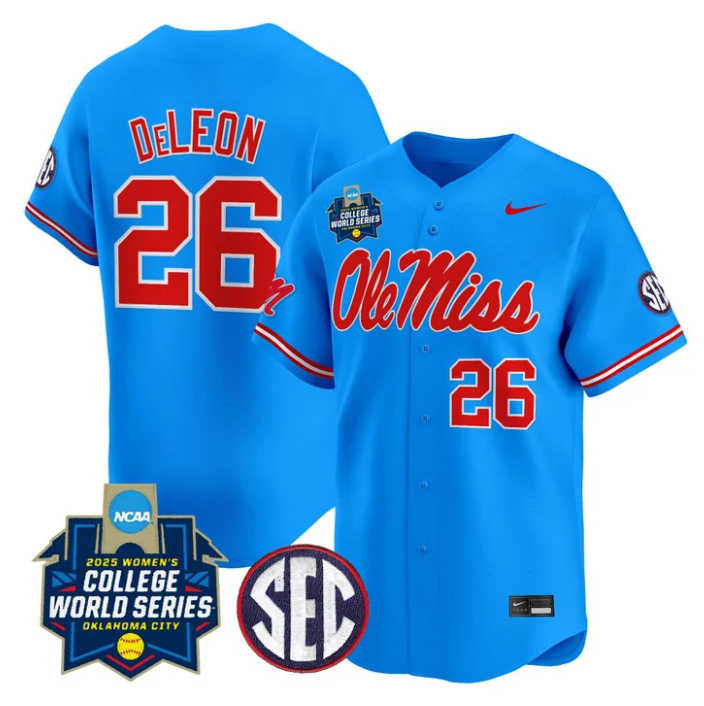 Angelina DeLeon Jersey #26 Ole Miss Rebels Softball 2025 World Series Blue