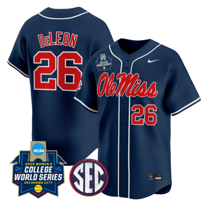 Angelina DeLeon Jersey #26 Ole Miss Rebels Softball 2025 World Series Navy