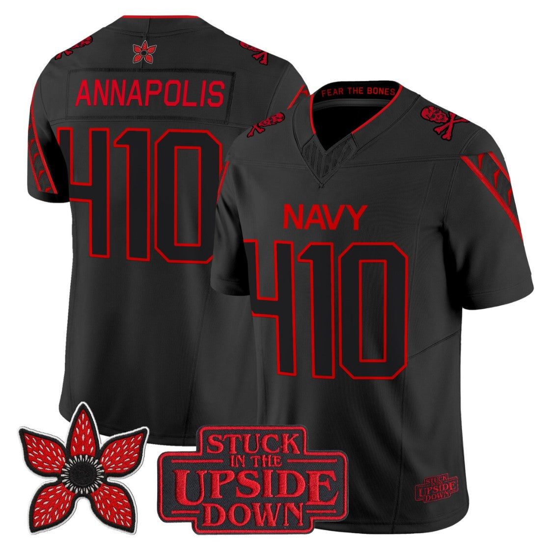 Annapolis Jersey #410 Navy Midshipmen Stranger Things x Jolly Roger Stitched