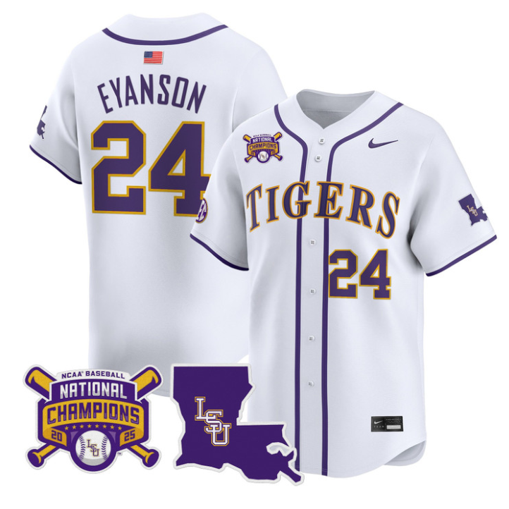 Anthony Eyanson Jersey #24 LSU Tigers 2025 World Series Champions Stitched White