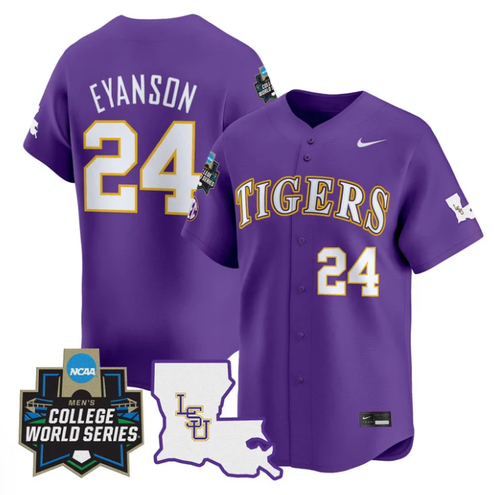Anthony Eyanson Jersey #24 LSU Tigers 2025 World Series Stitched Purple