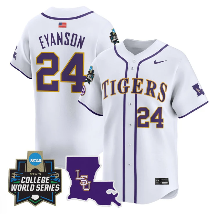 Anthony Eyanson Jersey #24 LSU Tigers 2025 World Series Stitched White