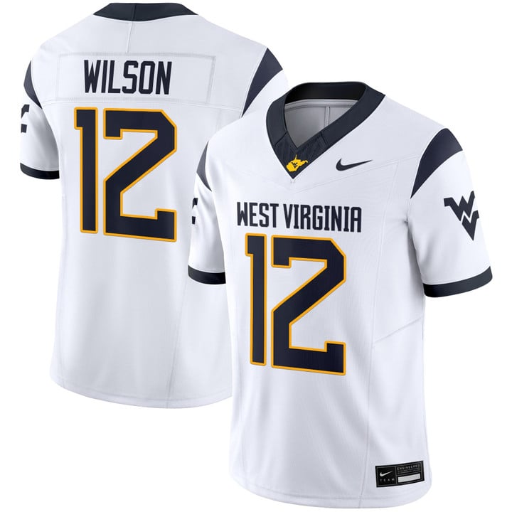 Anthony Wilson Jr Jersey #12 West Virginia Mountaineers 2025 Stitched White