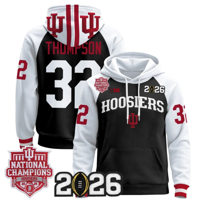 Anthony Thompson Pullover Hoodie #33 Hoosiers 2025 National Champions Stitched
