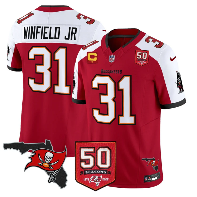 Antoine Winfield Jr Jersey #31 50 Seasons 1976-2025 Stitched Red Alter