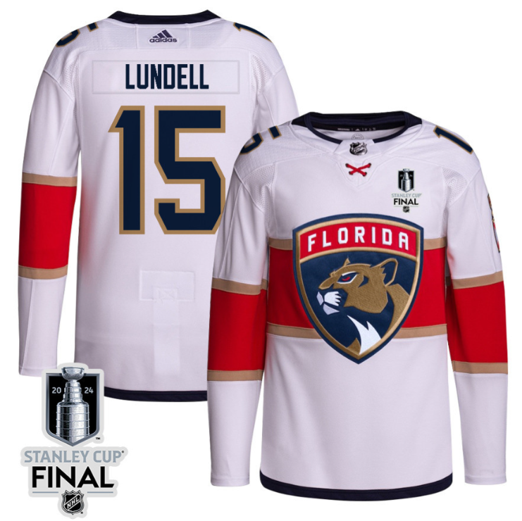 Anton Lundell 15 Florida Panthers 2024 STANLEY CUP Final Away Breakaway Jersey Men, White