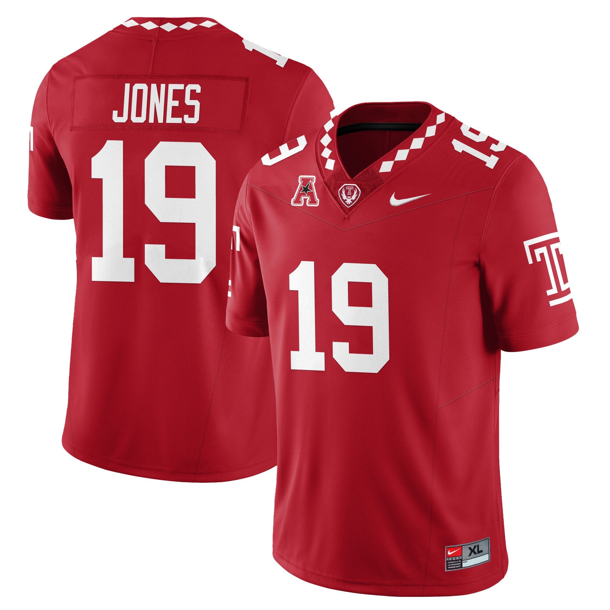 Antonio Jones Jersey #19 Temple Football 2025 Vapor Limited Stitched Red