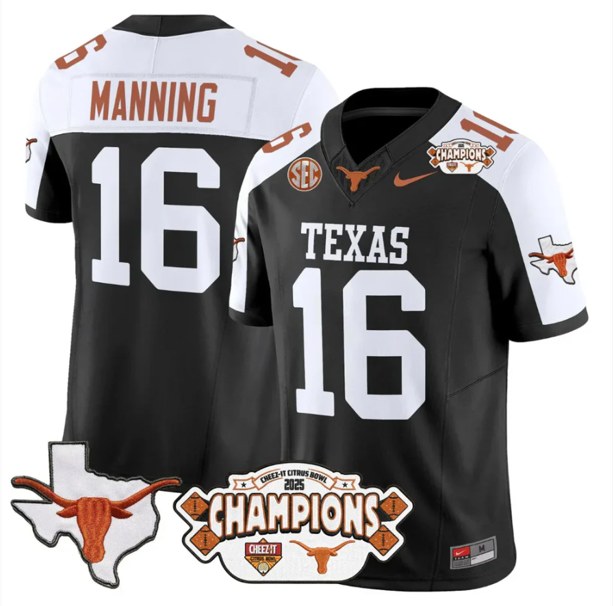 Arch Manning Jersey #16 Texas 2025 State Map Citrus Bowl Champions Stitched