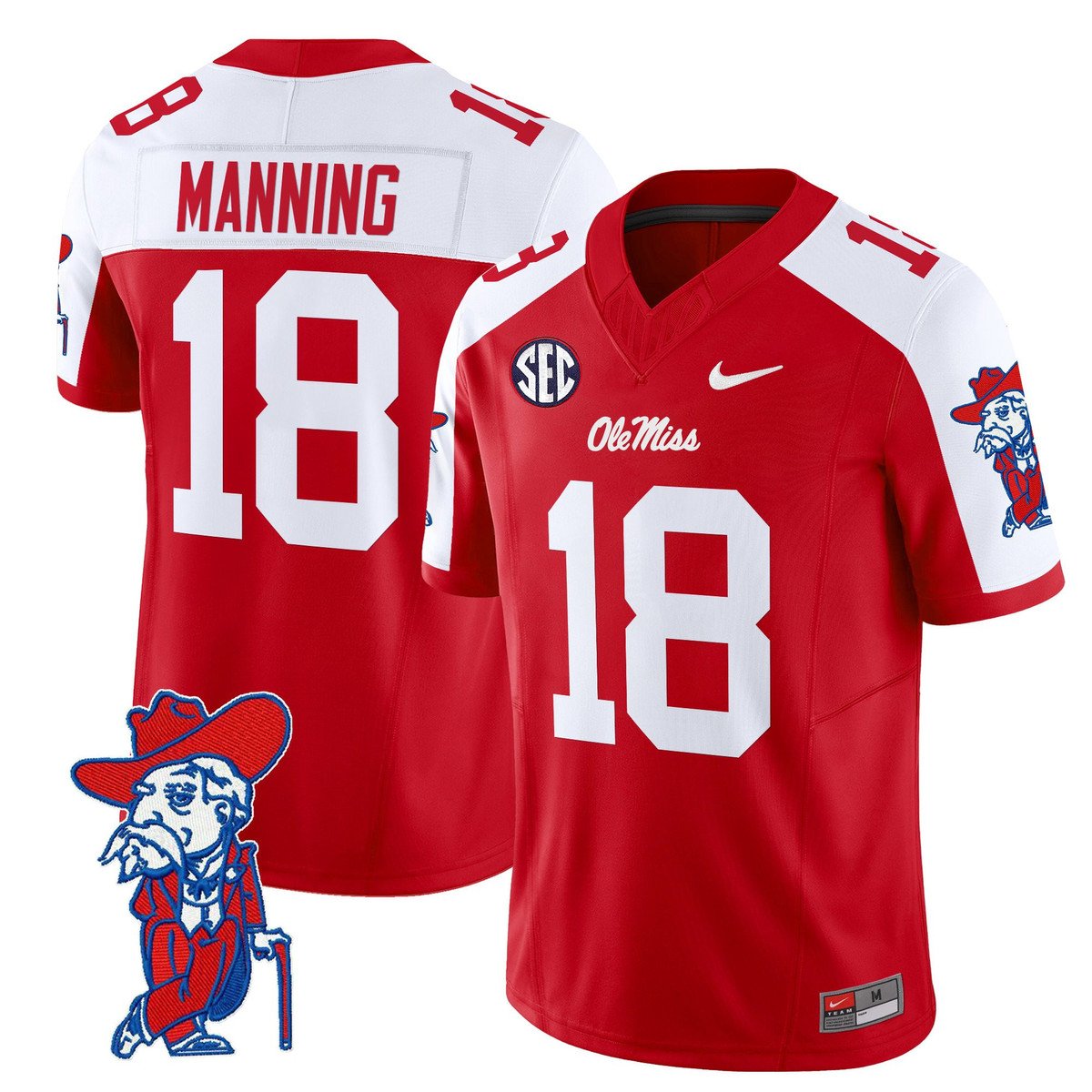 Archie Manning Jersey #18 Ole Miss Rebels 2025 Limited V2 Stitched Red Alternate