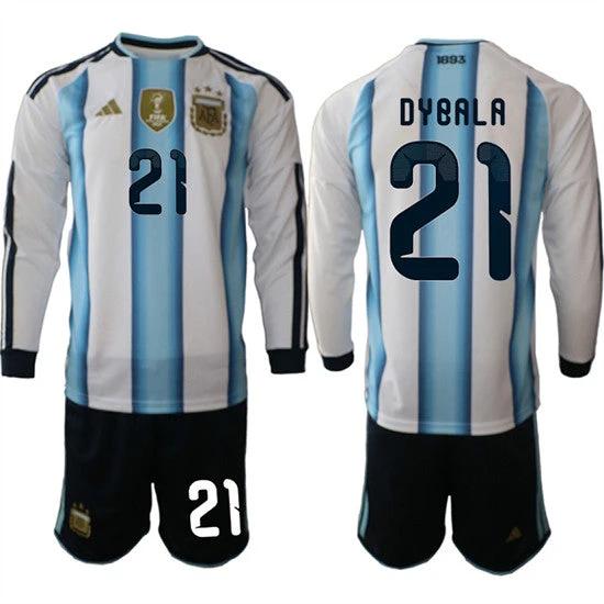 Argentina #21 DYBALA Jersey Long Sleeve National Team x World Cup 2026 Home White On Field Soccer