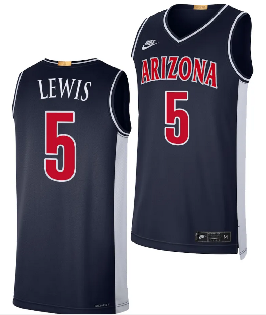 Arizona Wildcats KJ Lewis Jersey #5 Limited Retro Basketball 2023-24 Navy