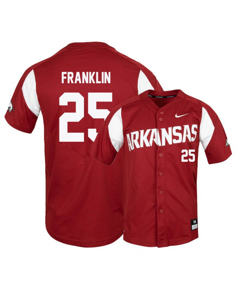 Arkansas Razorbacks 25 Christian Franklin Red Elite Baseball Jersey