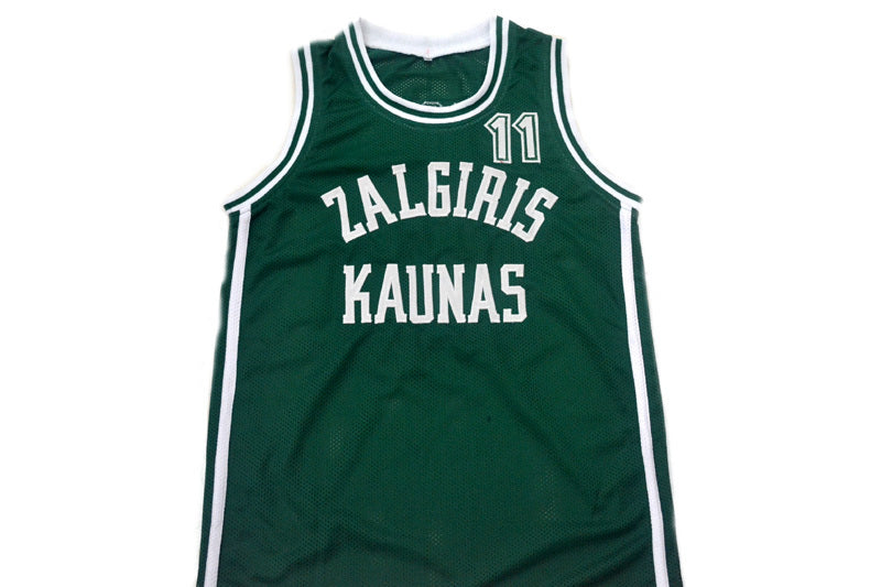 Arvydas Sabonis Jersey #11 Zalgiris Kaunas Lithuania Basketball Green Stitched