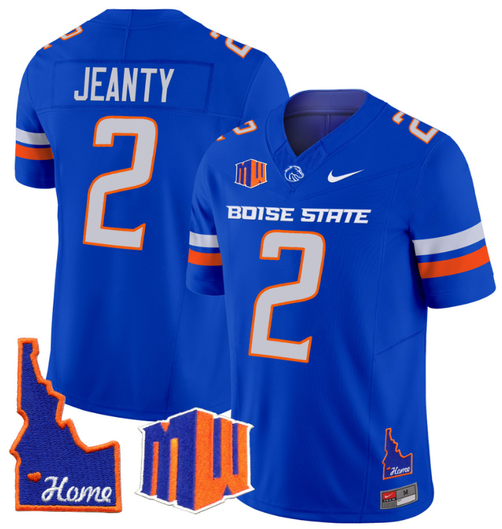 Ashton Jeanty Jersey #2 Boise State Broncos 2024 Home Patch Vapor Football Royal