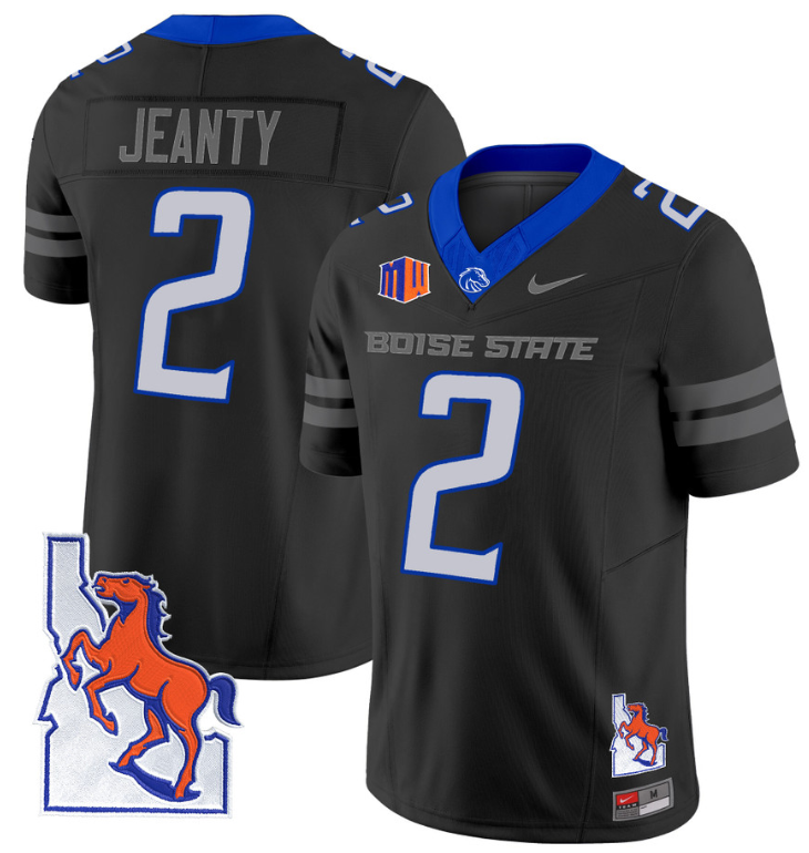 Ashton Jeanty Jersey #2 Boise State Broncos 2024 Map Patch Vapor Football Black