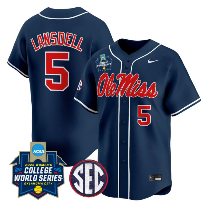Ashton Lansdell Jersey #5 Ole Miss Rebels Softball 2025 World Series Stitched Navy