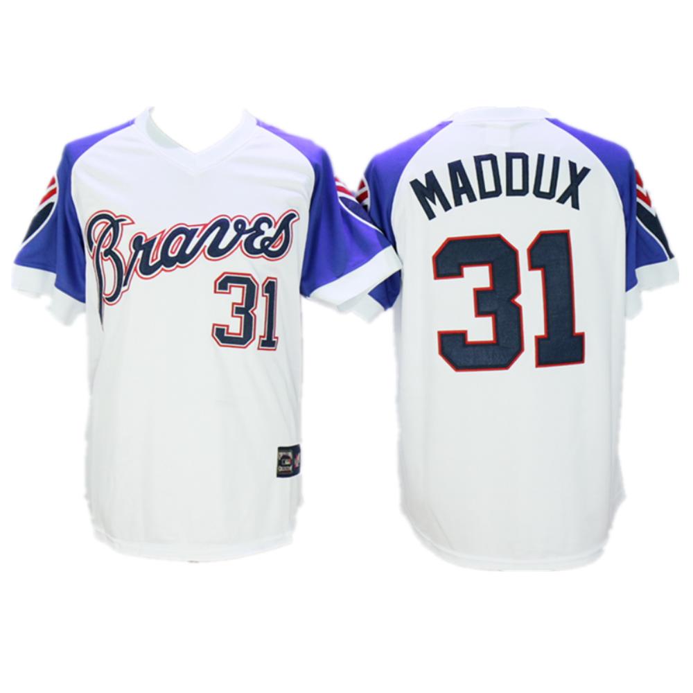 Atlanta Braves Greg Maddux White 1973 Throwback Pullover Jersey