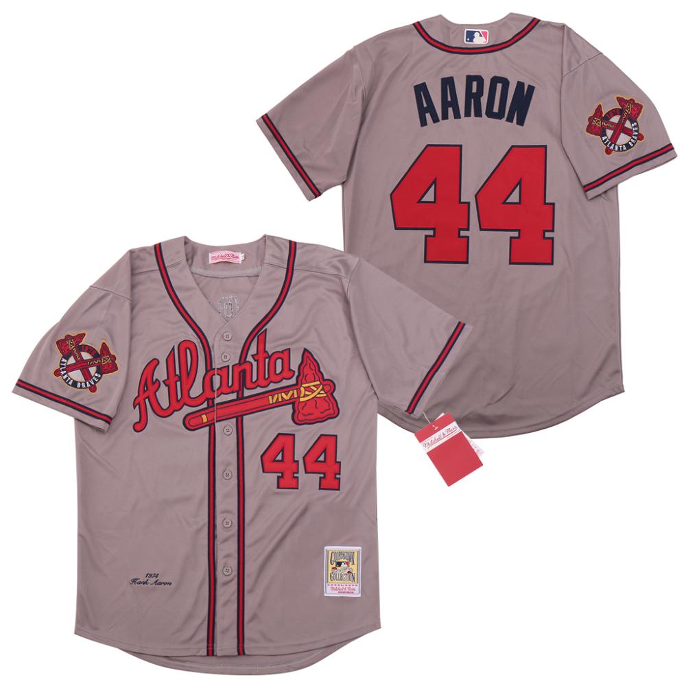 Atlanta Braves Hank Aaron Gray 1974 Throwback Jersey