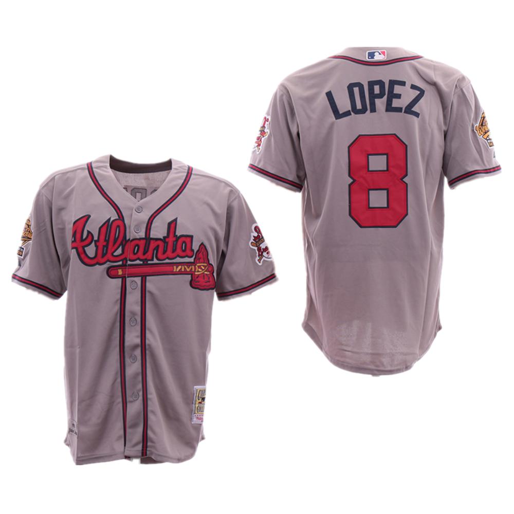 Atlanta Braves Javier Lopez Gray 1995 Throwback Jersey