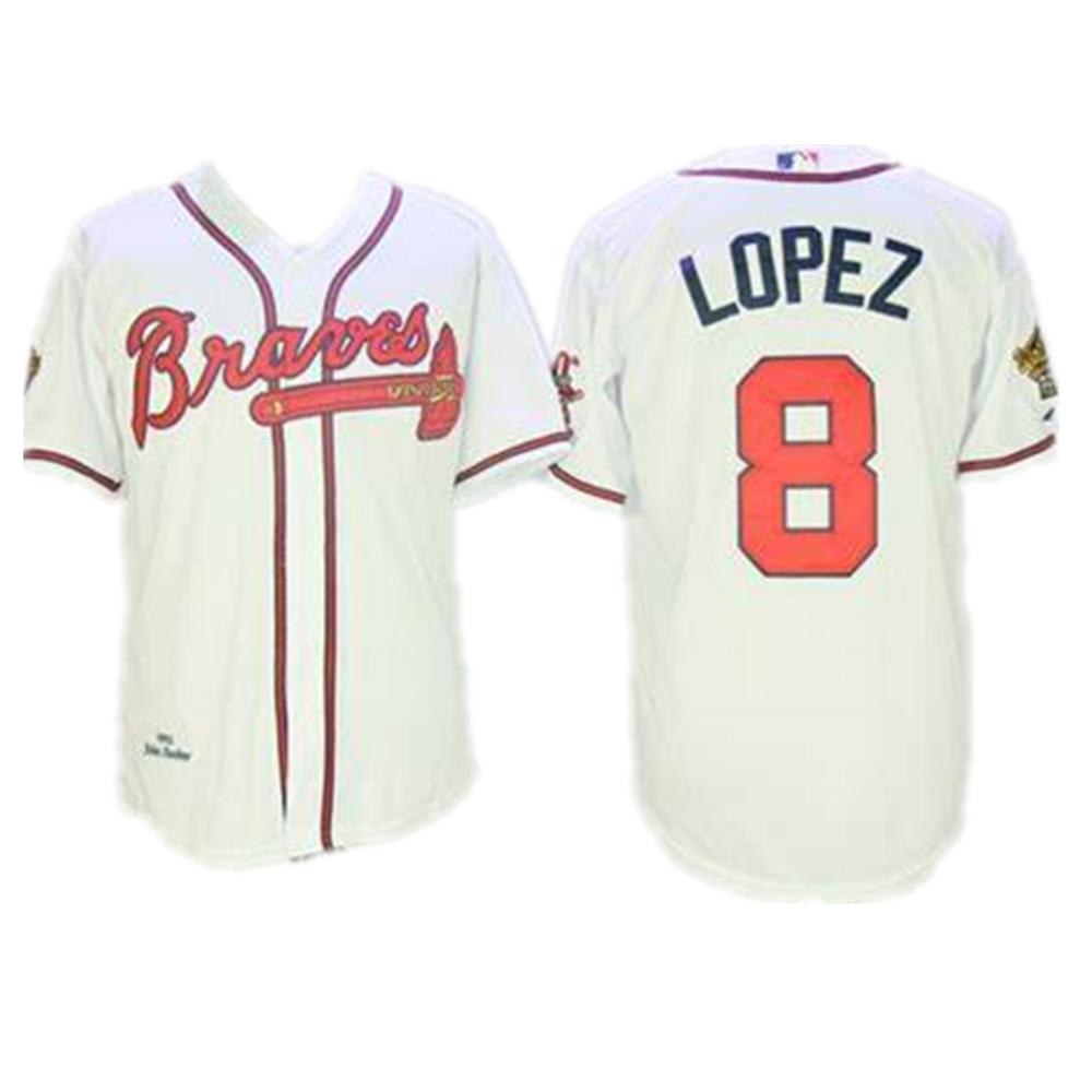 Atlanta Braves Javier Lopez White 1995 Throwback Jersey