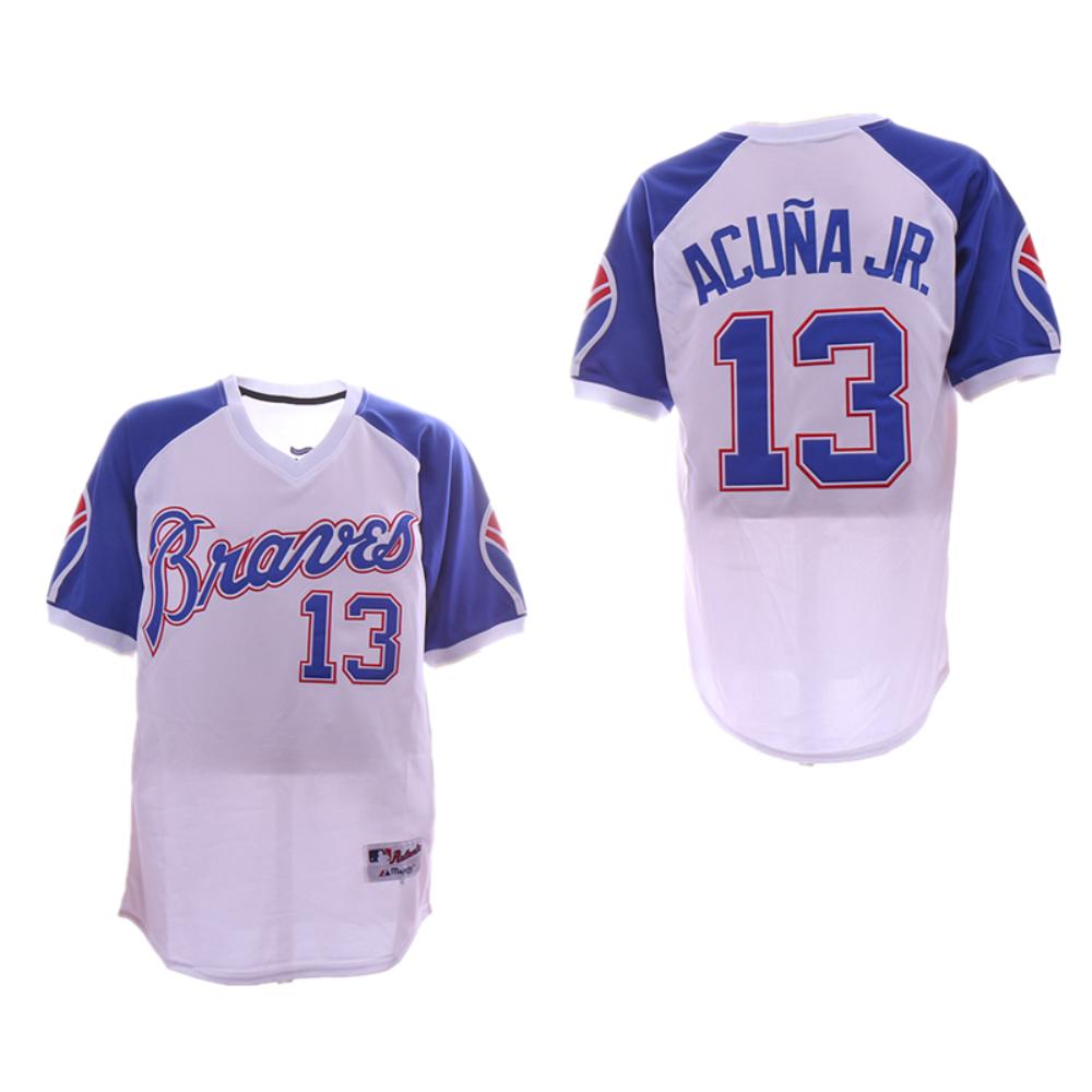 Atlanta Braves Ronald Acuna Jr White Throwback Pullover Jersey