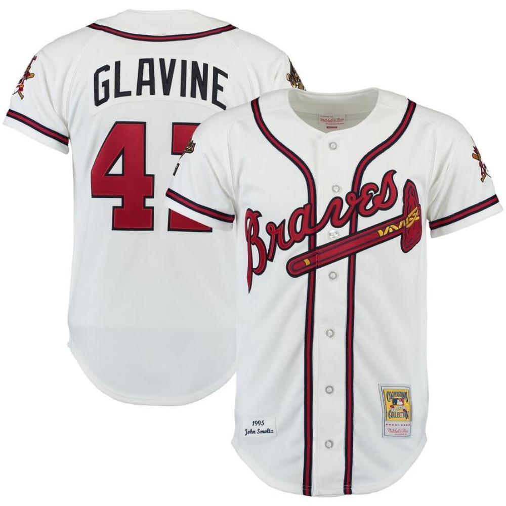 Atlanta Braves Tom Glavine White 1995 Throwback Jersey