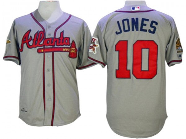 Atlanta Braves #10 Chipper Jones 1995 Throwback Jersey - White