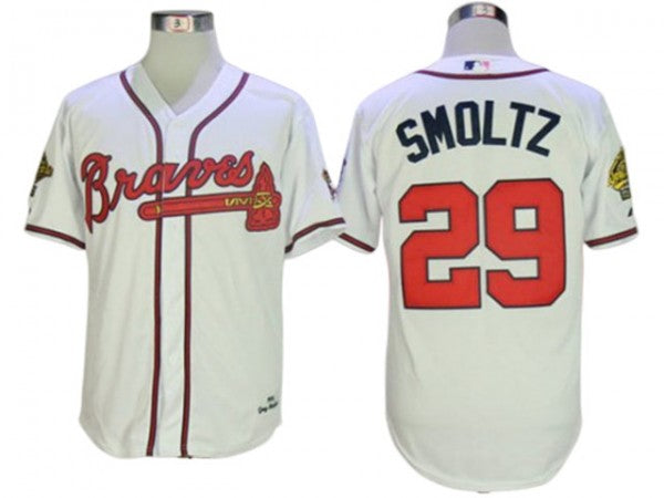 Atlanta Braves #29 John Smoltz 1995 Throwback Jersey - White