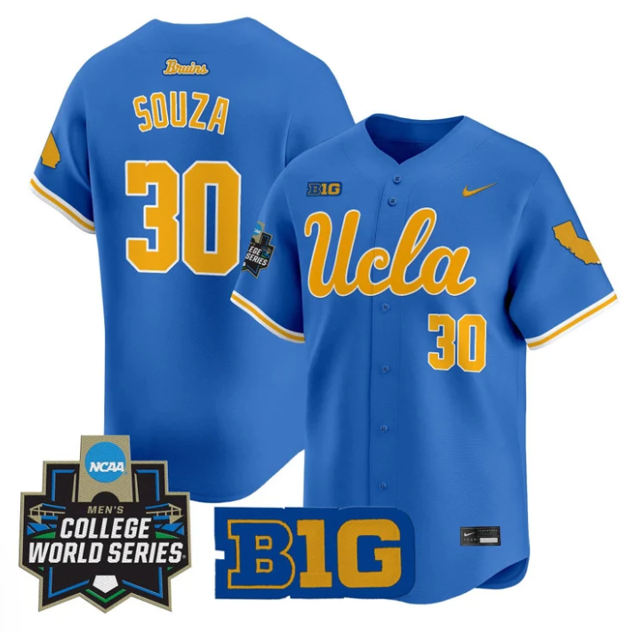 August Souza Jersey #30 UCLA Bruins 2025 World Series Stitched Blue