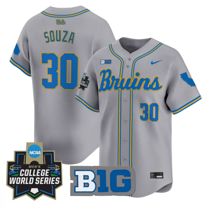 August Souza Jersey #30 UCLA Bruins 2025 World Series Stitched Gray