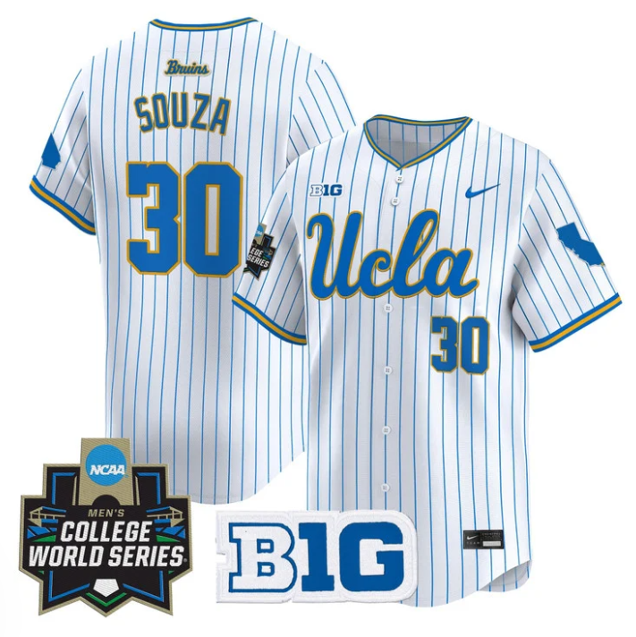 August Souza Jersey #30 UCLA Bruins 2025 World Series Stitched Pinstripe
