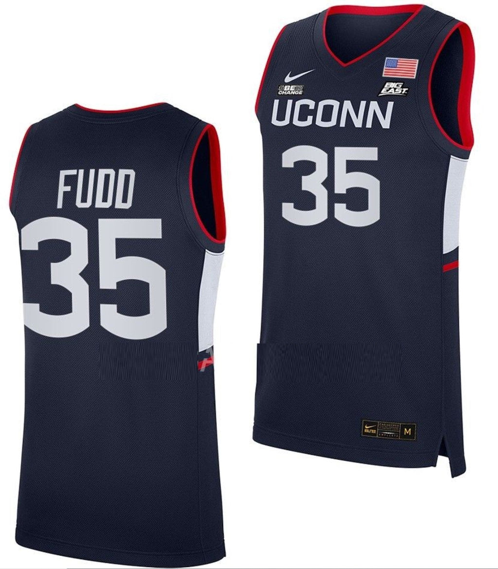 Azzi Fudd  Jersey UConn Huskies College Basketball Navy Replica #35